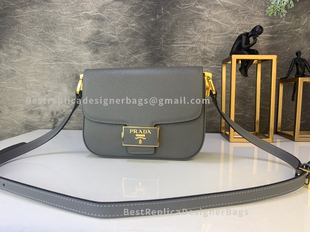 Prada Diagramme Grey Mini Saffiano Leather Bag GHW 217